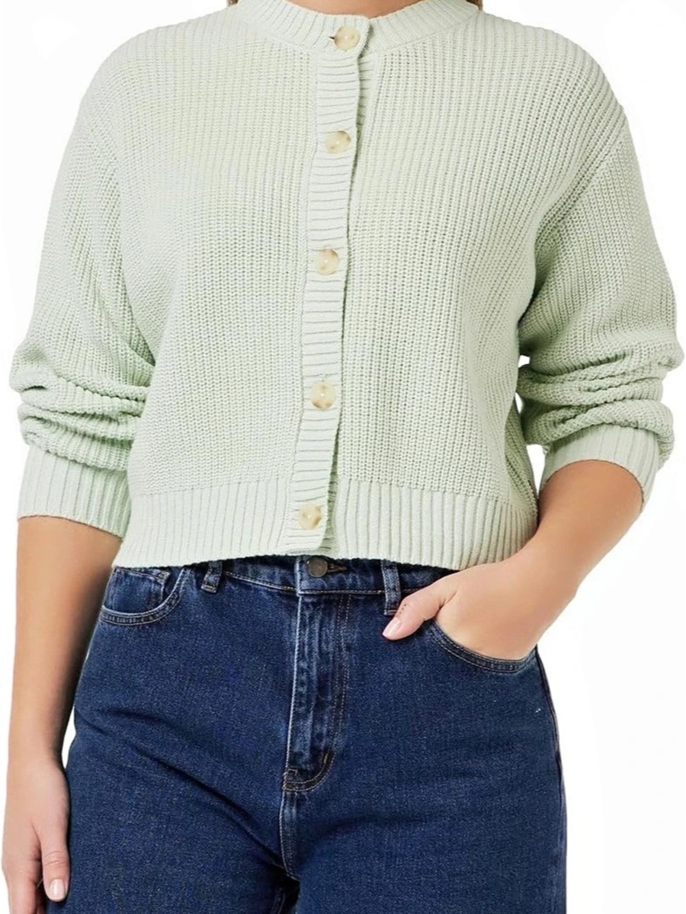Levi's Cat Crewneck Cardigan Knit Green Medium